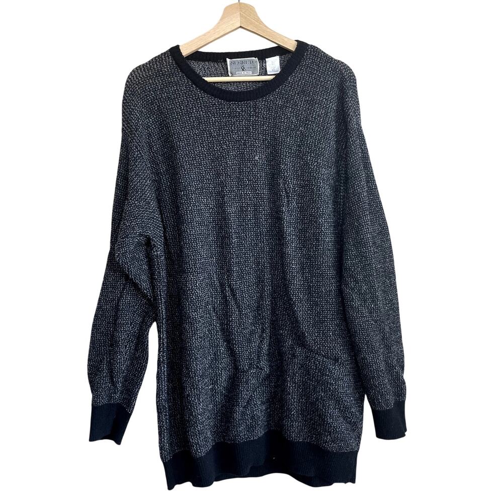 Segreto made in italy extrafine merino wool gray crewneck sweater men's size LT